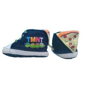 TMNT Baby Booties Shoes 9-12 Months Pizza Design Viacom Nickelodeon Soft Sole